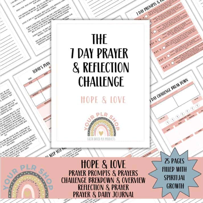 Mockup for the 7 Day Prayers and Reflection Challenge PLR product